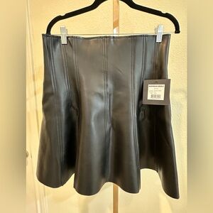 NWT Norma Kamali High Waist Black Leather Skirt Sz XL